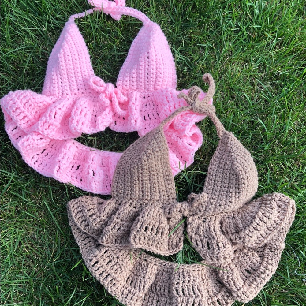 Handmade Crochet Tie Up Halter Tops- Size XS-S